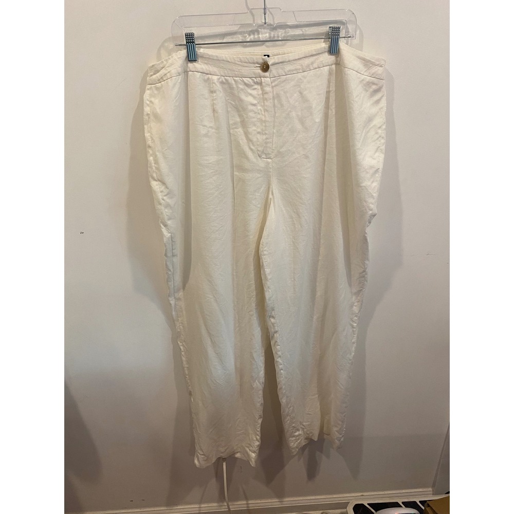 JONES NEW‎ YORK Plus Size Women's Linen Wide Leg  Pants White 18W